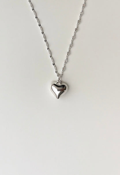 Sparkly Heart Necklace Silver