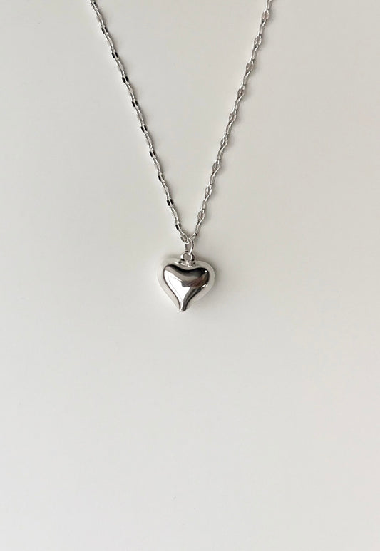 Sparkly Heart Necklace Silver