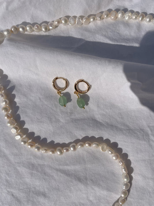 Aventurine Drop Hoops